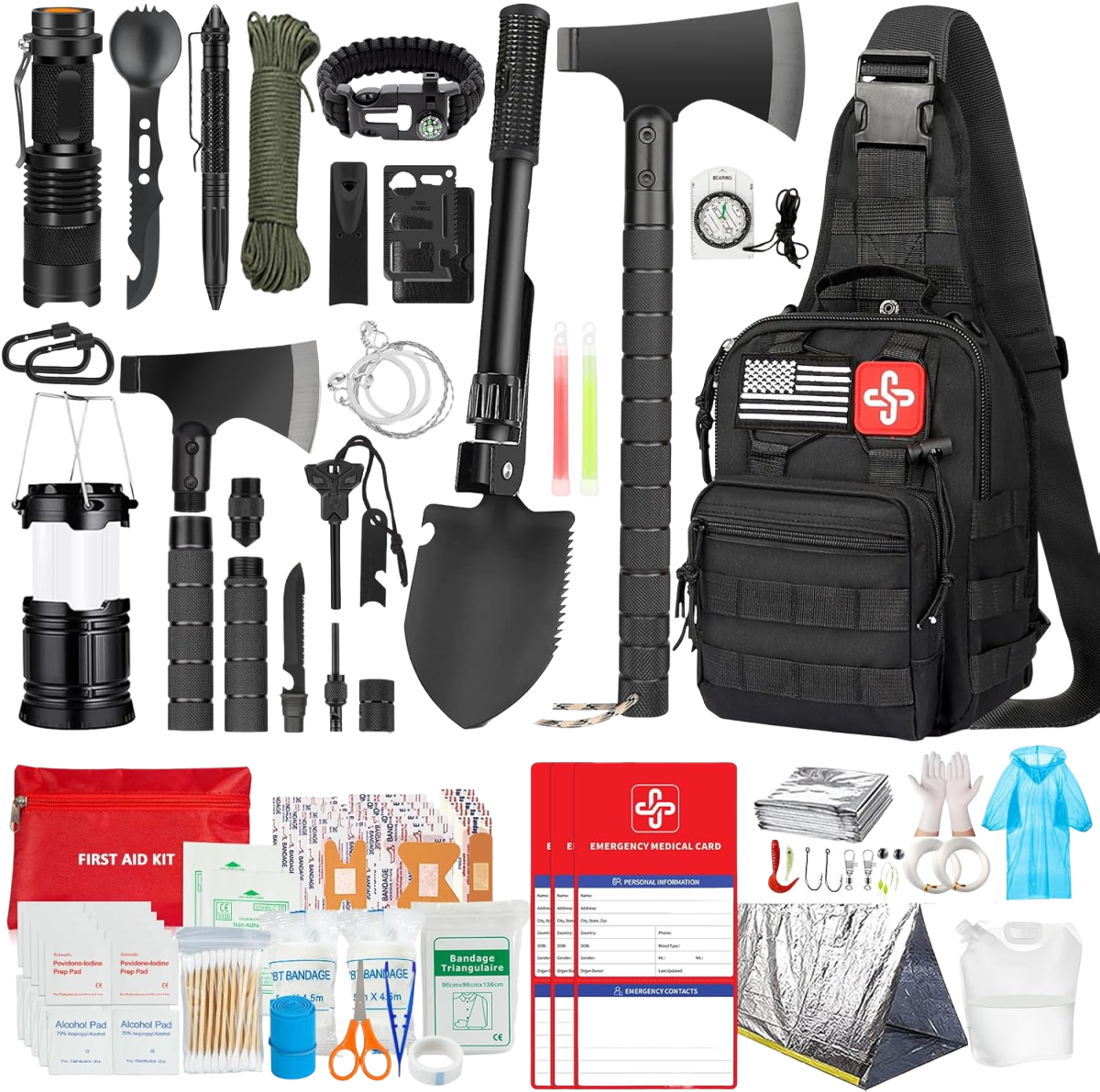 Survival Kit, 262Pcs Survival Gear and Supplies with First Aid Kit