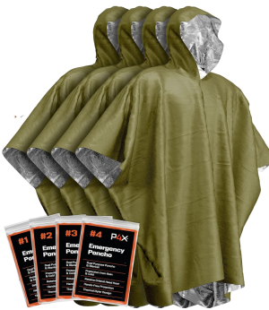PREPARED4X Emergency Poncho and Mylar Blanket Liner