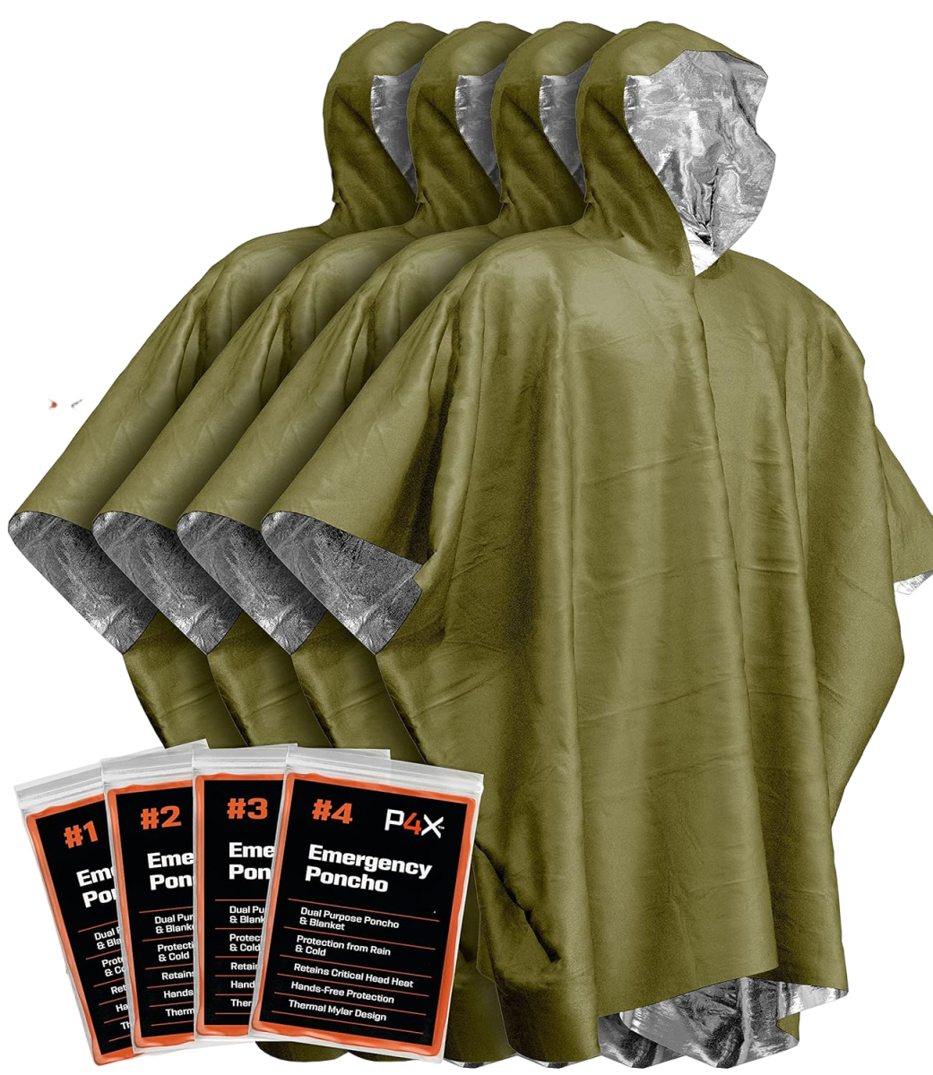 PREPARED4X Emergency Poncho and Mylar Blanket Liner